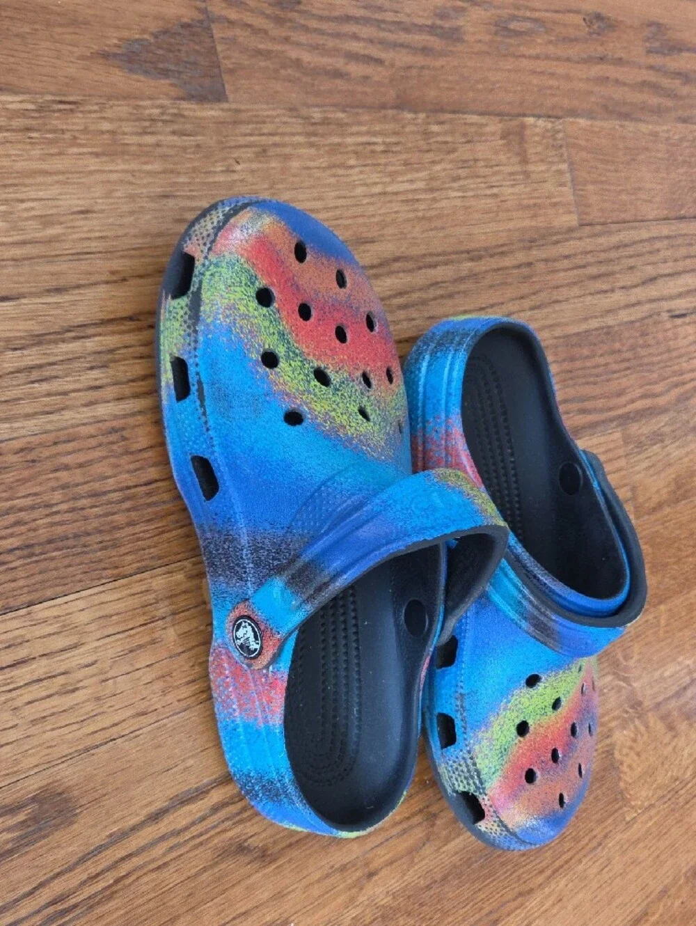 CROCS Kids Blue with Multi Cokor Splash Slip-On Clogs